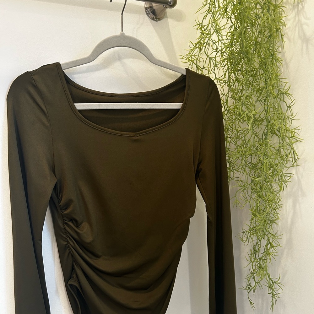 SHEIN Olive Green Long Sleeve Top